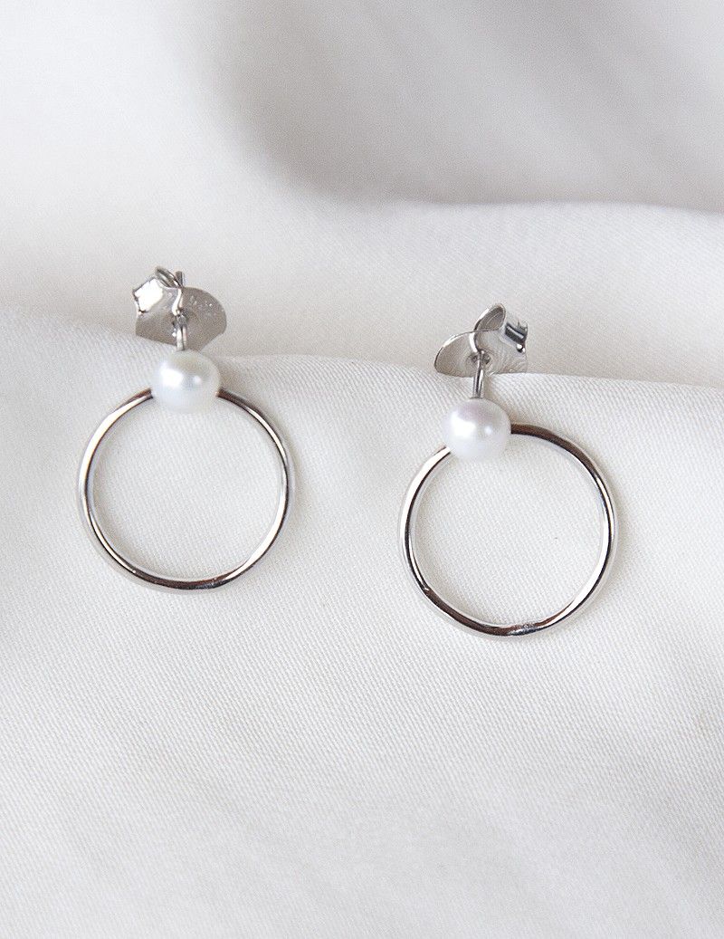 Silver hoop earrings with...