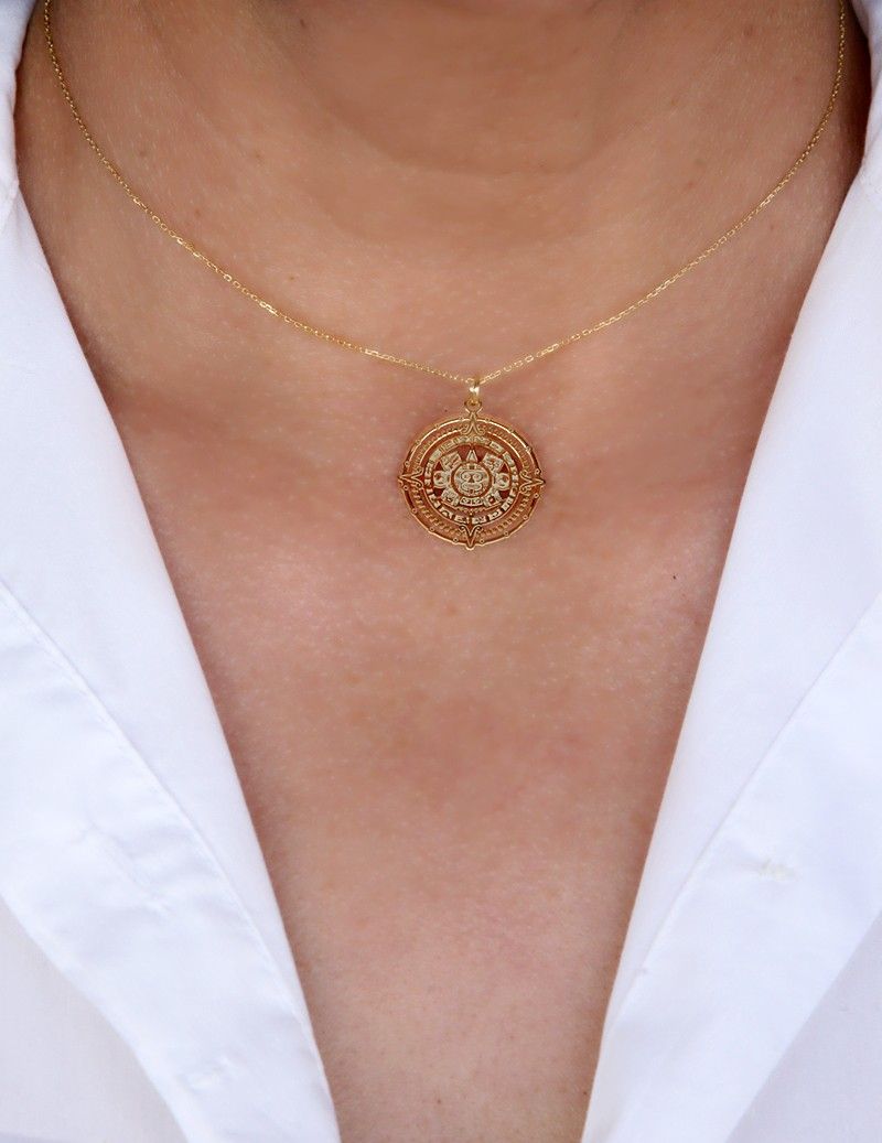Aztec sun necklace